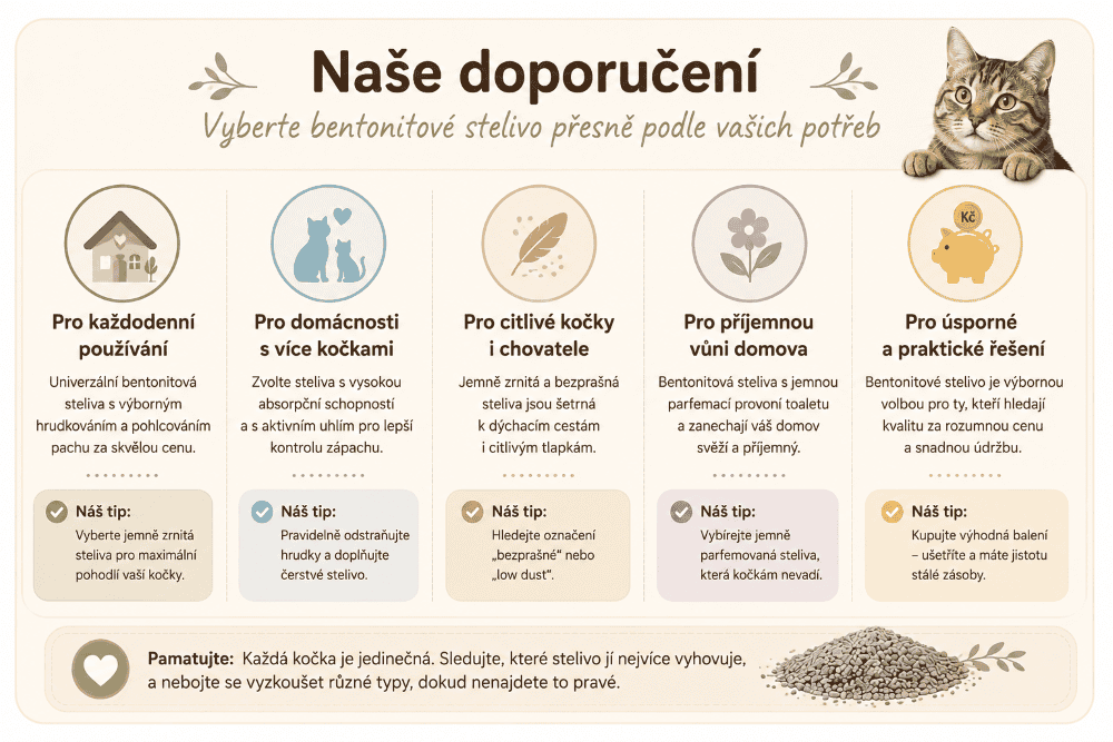 Doporučení pro výběr kočičího bentonitového steliva